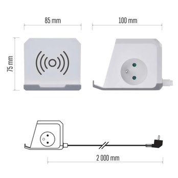 Prodlužovací kabel  P0212CQ bílá, 2 zásuvky, 2x USB-A, 1x USB-C, Qi, délka 2 m 7