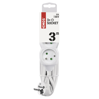 Prodlužovací kabel P0313 bílá, 3 zásuvky, délka 3 m 1