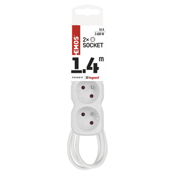 Prodlužovací kabel s vypínačem P12114 bílá, 2 zásuvky, délka 1,4 m 7