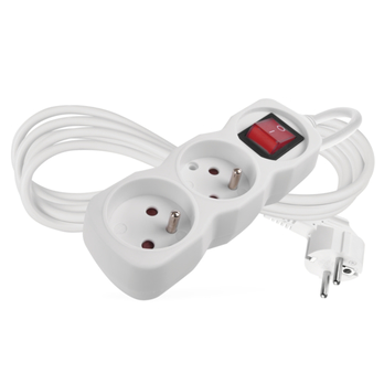 Prodlužovací kabel s vypínačem P1212 bílá, 2 zásuvky, délka 2 m 4