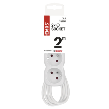 Prodlužovací kabel s vypínačem P1212 bílá, 2 zásuvky, délka 2 m 7