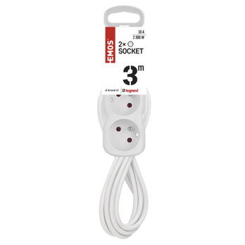 Prodlužovací kabel s vypínačem P1213 bílá, 2 zásuvky, délka 3 m 7