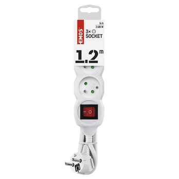 Prodlužovací kabel s vypínačem P1311 bílá, 3 zásuvky, délka 1,2 m 1