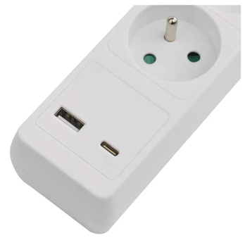 Prodlužovací kabel s vypínačem P1312CU bílá, 3 zásuvky, 1x USB-A, 1x USB-C, délka 2 m 4