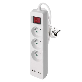 Prodlužovací kabel s vypínačem P1312CU bílá, 3 zásuvky, 1x USB-A, 1x USB-C, délka 2 m 5