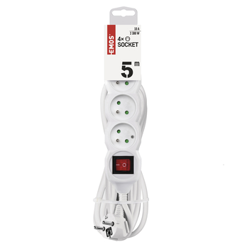 Prodlužovací kabel s vypínačem P1415 bílá, 4 zásuvky, délka 5 m 1