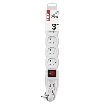 Prodlužovací kabel s vypínačem P1513 bílá, 5 zásuvek, 3 m 1