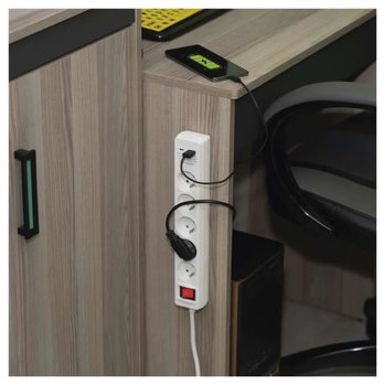 Prodlužovací kabel s vypínačem P1513CU bílá, 5 zásuvek, 2 USB porty, délka 3 m 3