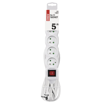 Prodlužovací kabel s vypínačem P1515 bílá, 5 zásuvek, délka 5 m 1