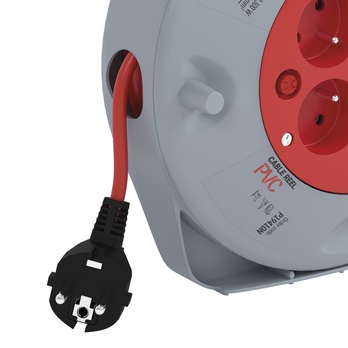 Prodlužovací kabel na bubnu P19410N šedá/červená, 4 zásuvky, délka 10 m 3