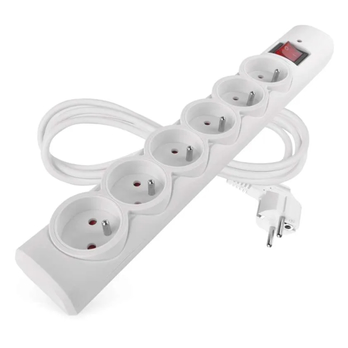 Přepěťová ochrana P54015/18 bílá, 6 zásuvek, délka 1,5 m, absorpce 380 J 2