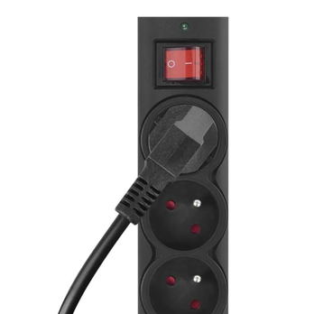 Přepěťová ochrana P54015/18 černá, 6 zásuvek, délka 1,5 m, absorpce 380 J 3