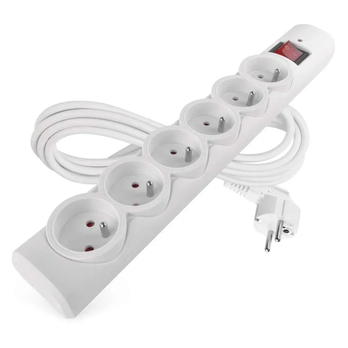 Přepěťová ochrana P54016/19 bílá, 6 zásuvek, délka 3 m, absorpce 380 J 2