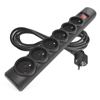 Přepěťová ochrana P54016/19 černá, 6 zásuvek, délka 3 m, absorpce 380 J 2