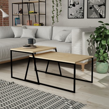 Konferenční stolek PAL dub/černá, set 2 ks 1