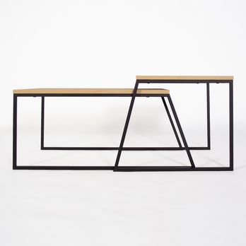 Konferenční stolek PAL dub/černá, set 2 ks 2