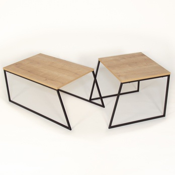 Konferenční stolek PAL dub/černá, set 2 ks 3