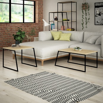 Konferenční stolek PAL dub/černá, set 2 ks 5