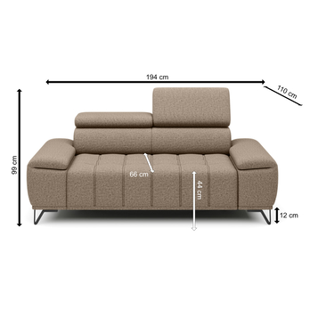 Pohovka PALLADIO 2 světle hnědá, bez funkce 5