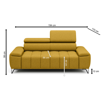 Pohovka PALLADIO 2 žlutá, bez funkce 4