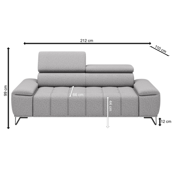 Pohovka PALLADIO 3F šedá, s funkcí 6