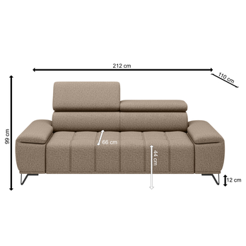 Pohovka PALLADIO 3F světle hnědá s funkcí 6