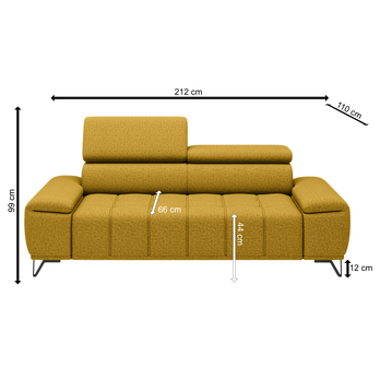 Pohovka PALLADIO 3F žlutá, s funkcí 5