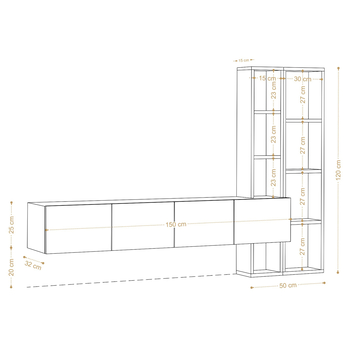 Obývací stěna PANA bílá/dub 4