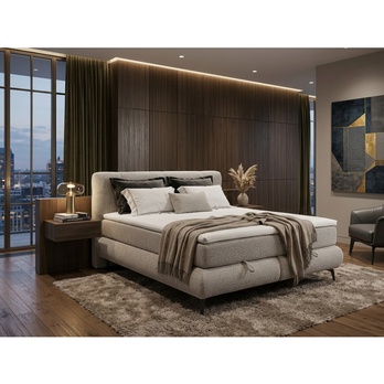 Postel s matrací PARROT šedobéžová, 140x200 cm 1