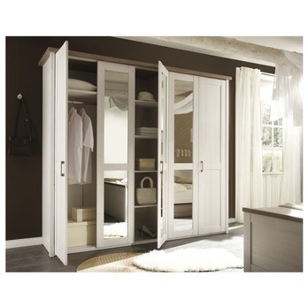 Šatní skříň  PARVATI pinie bílá/dub truffel, šířka 241 cm 3