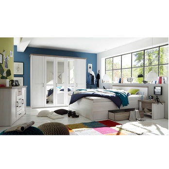 Šatní skříň  PARVATI pinie bílá/dub truffel, šířka 241 cm 1