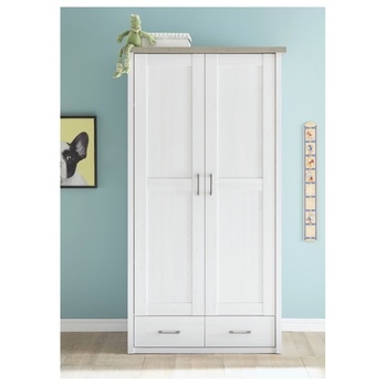 Šatní skříň  PARVATI pinie bílá/dub truffel, šířka 106 cm 1