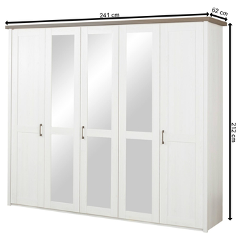 Šatní skříň  PARVATI pinie bílá/dub truffel, šířka 241 cm 10