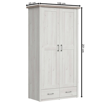 Šatní skříň  PARVATI pinie bílá/dub truffel, šířka 106 cm 7