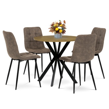 Jídelní stůl PASSAU divoký dub/černá, průměr 80 cm 1