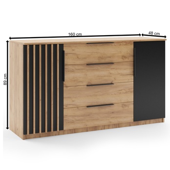 Komoda PATRICK III dub craft/černá 2