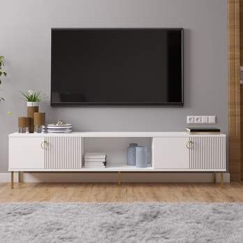 TV stolek PAYE bílá/zlatá 1