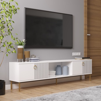 TV stolek PAYE bílá/zlatá 3