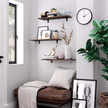 Nástěnné police PEASY hnědá, set 2 ks 1