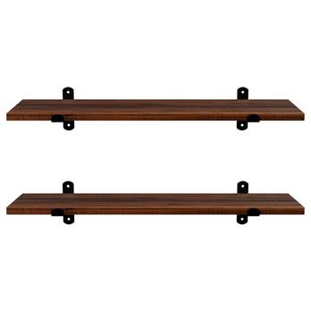 Nástěnné police PEASY hnědá, set 2 ks 4