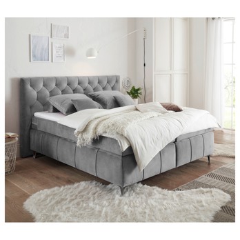 Postel boxspring PEMBROKE 8 světle šedá, 180x200 cm 1