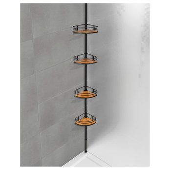 Teleskopická rohová police PENNY černá/bambus 2