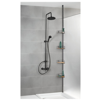 Teleskopická rohová police PENNY černá/bambus 6