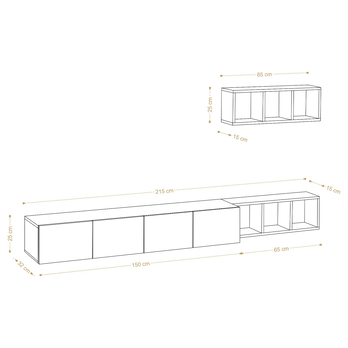 Obývací stěna PIA bílá/dub 4