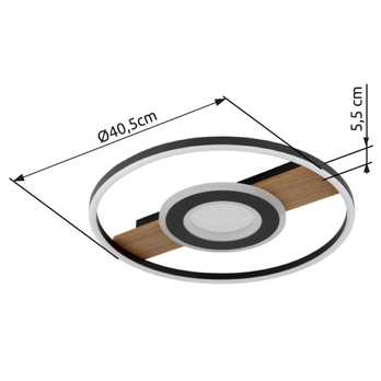 Stropní LED svítidlo PIKARA 2 černá/dřevo 5