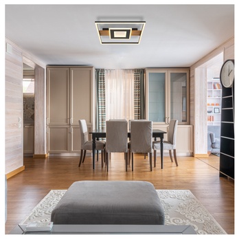 Stropní LED svítidlo PIKARA 3 černá/dřevo 1