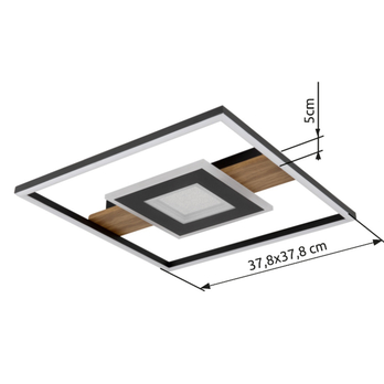 Stropní LED svítidlo PIKARA 3 černá/dřevo 5
