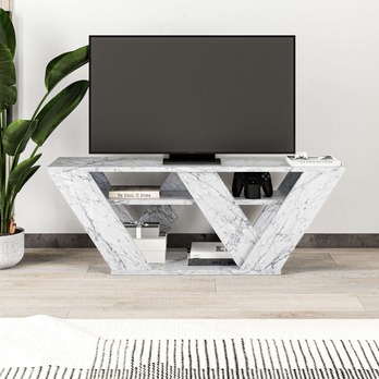 TV stolek PIPRALLA bílý mramor 2