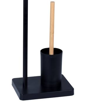 Držák na toaletní papír a WC štětku PLAIN ocel/bambus 1