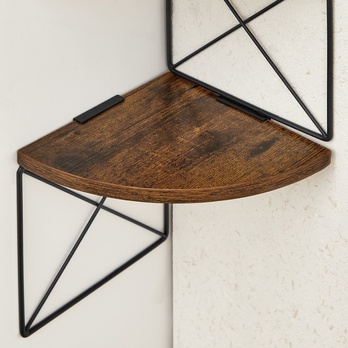 Nástěnný regál PLENTY černá/hnědá 4